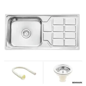 Square Single Bowl Kitchen Sink with Drainboard