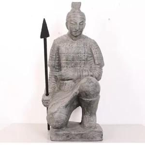 GRC Terracotta-Style Kneeling Warrior Statue